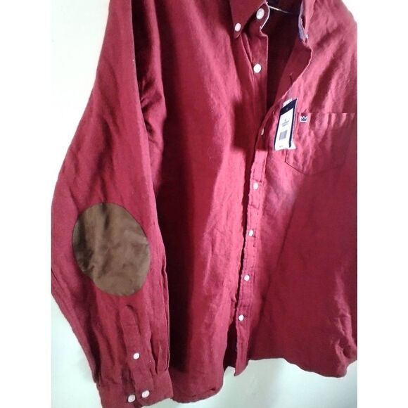 NWT Crown & Ivy Mens Red and Brown Elbow Patch Long Sleeve Button Down Classic F - Picture 8 of 9